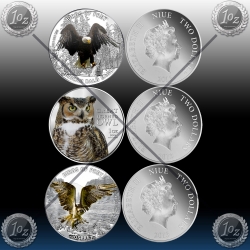 3 x 1oz NIUE " Birds of Prey " 2013